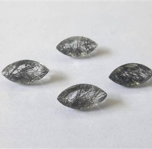 Black Rutile, Faceted Marquise, Black Rutile Marquise, Black Rutilated Quartz Calibrated Stone Sizes 3x6 mm to 10x20 mm. Black Rutile Quartz