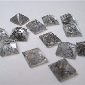 Black Rutile Quartz Cabochon Loose Gemstone Mix Shape Size For Jewelry