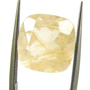 Natural Golden Rutile Rutilated Quartz Loose Gemstone Cushion Cut
