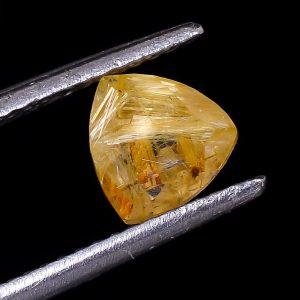 Genuine Golden Rutile Quartz Trillion Shape, Loose Gemstone For Jewelry Making, Faceted Trillion Calibrated Size 3X3 To 10X10 mm