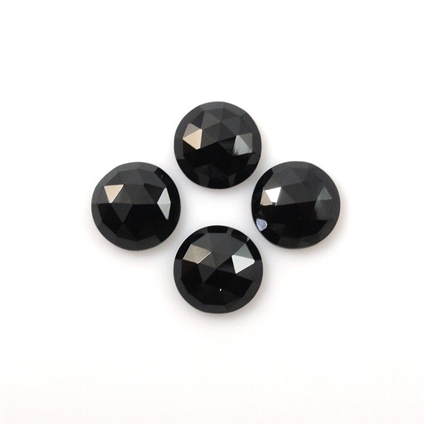 Natural Black Spinel ROSE CUT FACETED ROUND Stone for Jewelry Making