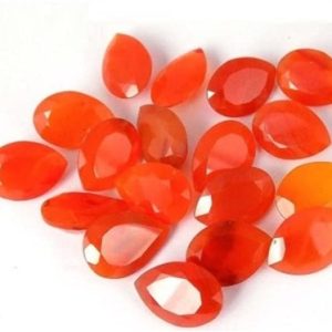 Natural Carnelian Pear Faceted Loose Calibrated Gemstone