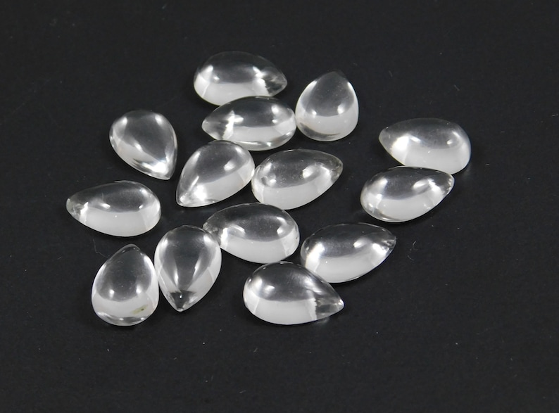 White Quartz Crystal | Pear Cabochon Gemstones - Image 2