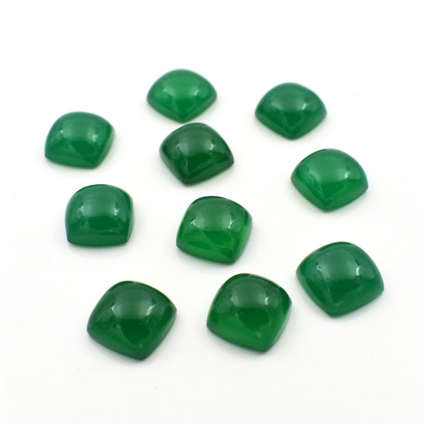 GREEN ONYX LOOSE SEMI PRECIOUS GEMSTONE CABOCHON CUSHION SHAPE 3MM TO 15MM SIZES