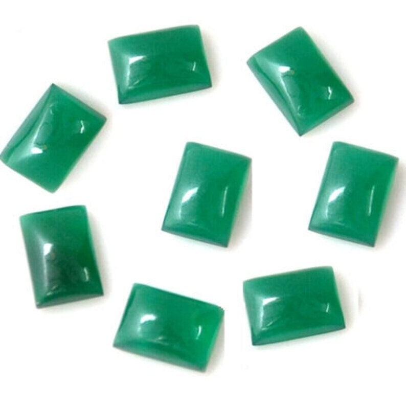 NATURAL GREEN ONYX CABOCHON OCTAGON SHAPE 3X5MM TO 15X20MM SIZES LOOSE SEMI PRECIOUS GEMSTONE - Image 3