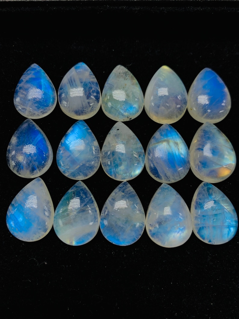 BUY RAINBOW BLUE MOONSTONE CABOCHON 3x4MM TO 12x16MM PEAR LOOSE SEMI PRECIOUS GEMSTONES SHAPE - Image 5