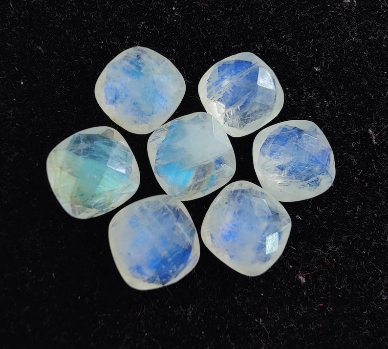 BUY RAINBOW BLUE MOONSTONE FACETED 2MM TO 15MM CUSHION LOOSE SEMI PRECIOUS GEMSTONES SHAPE