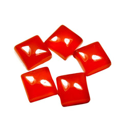 LOOSE RED ONYX CABOCHON 3MM 4MM 5MM 6MM TO 15 MM SQUARE SHAPE LOOSE CERTIFIED LOOSE GEM SUPPLIER [ SOLD SINGLE PIECE TOO ]